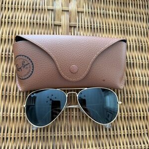 Ray-Ban Gold Frame Sunglasses with Black Lenses